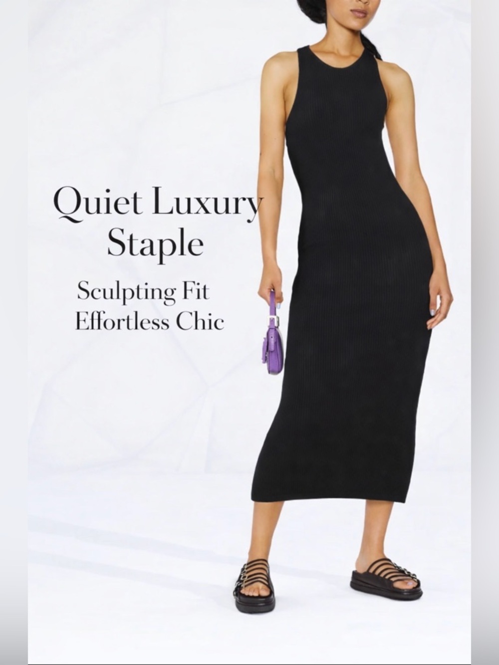 Michael Kors Ribbed Stretch Viscose Maxi Dress Sleek Bodycon Chic
